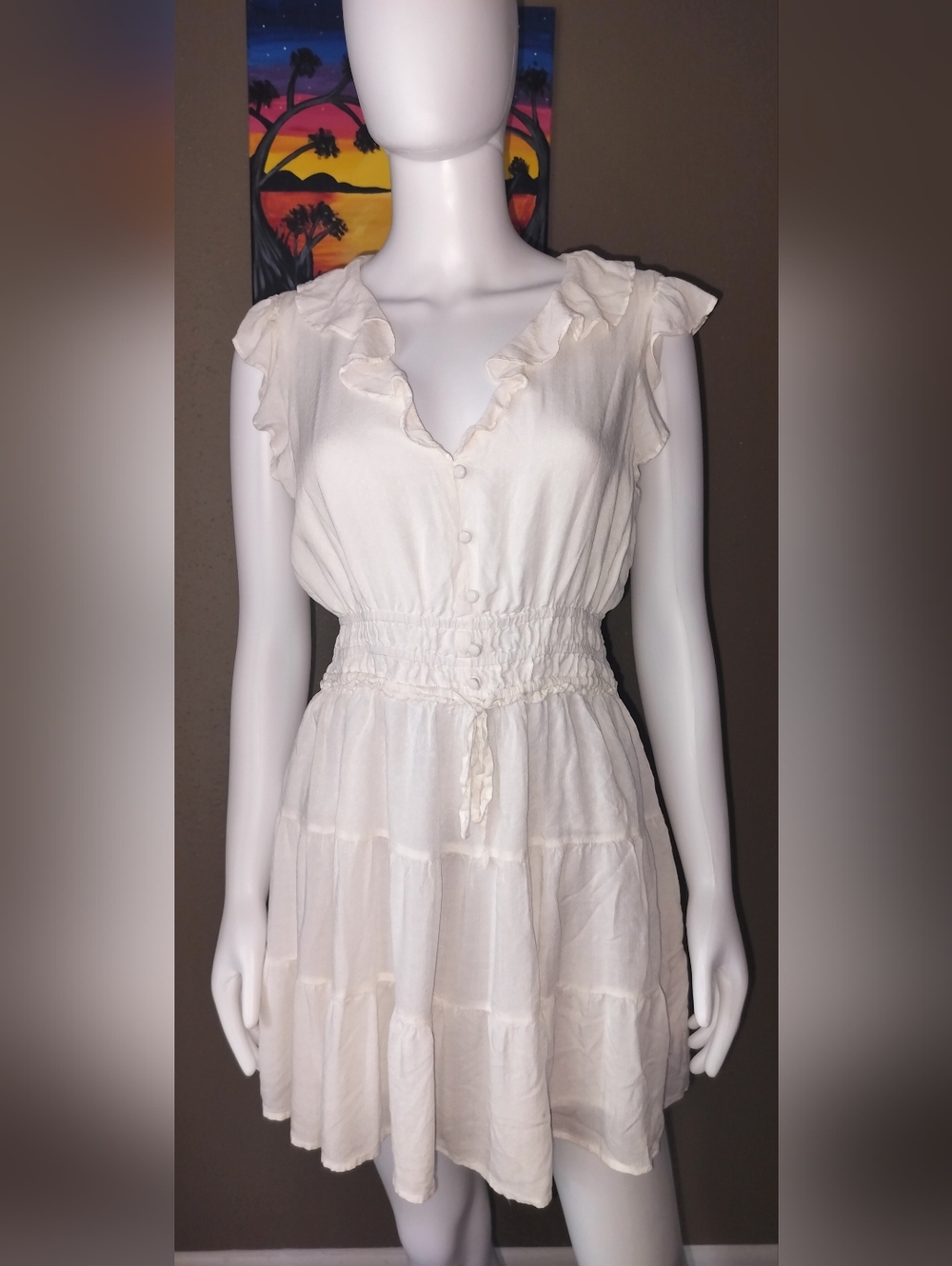 Paige Paradis Tiered Ruffled Minidress Sz M - Picture 2 of 6